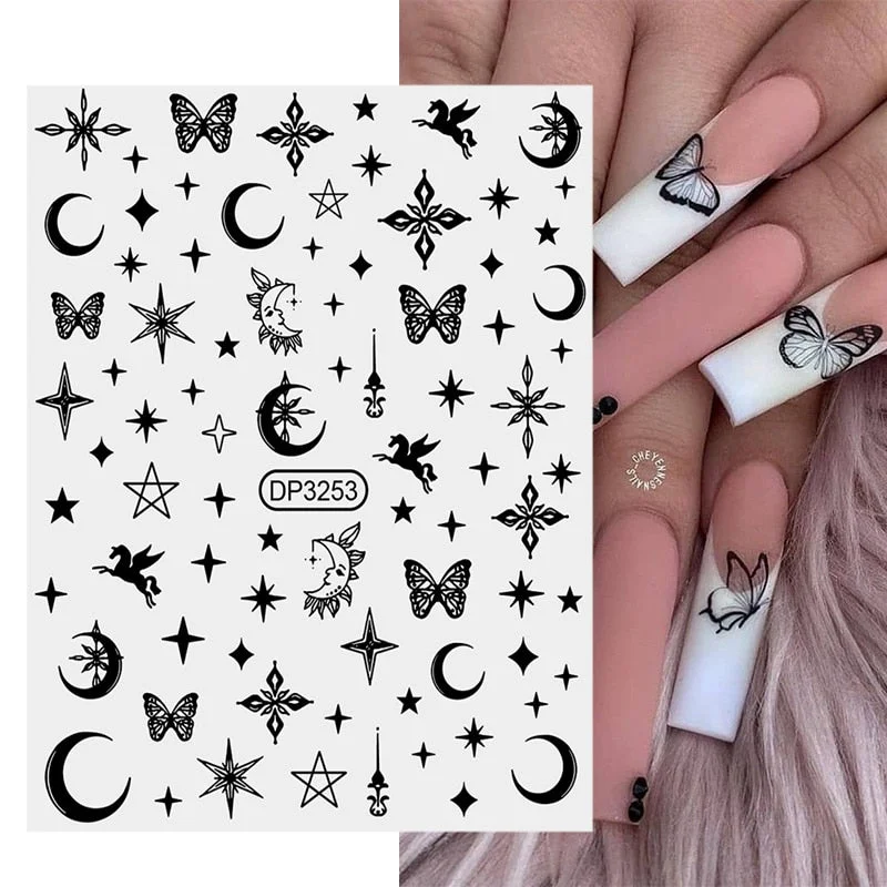 3D Halloween Christmas Nail Design 2021 Sticker For Nail Art Anime Skull Bone Snake Snowflake Winter Decals Manicure Nail Decor