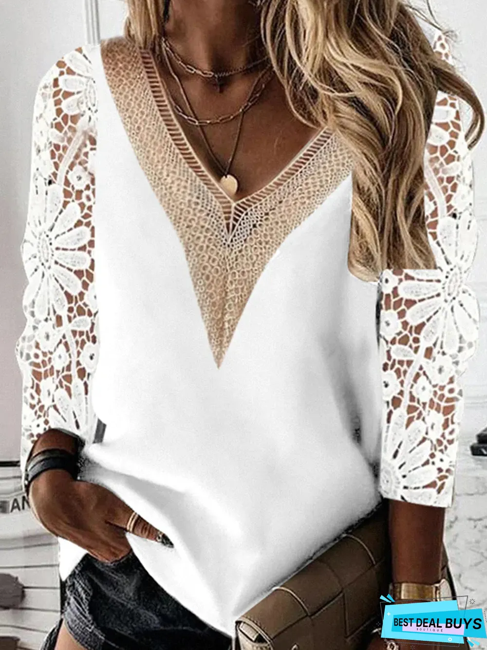 V Neck Plain Casual Top