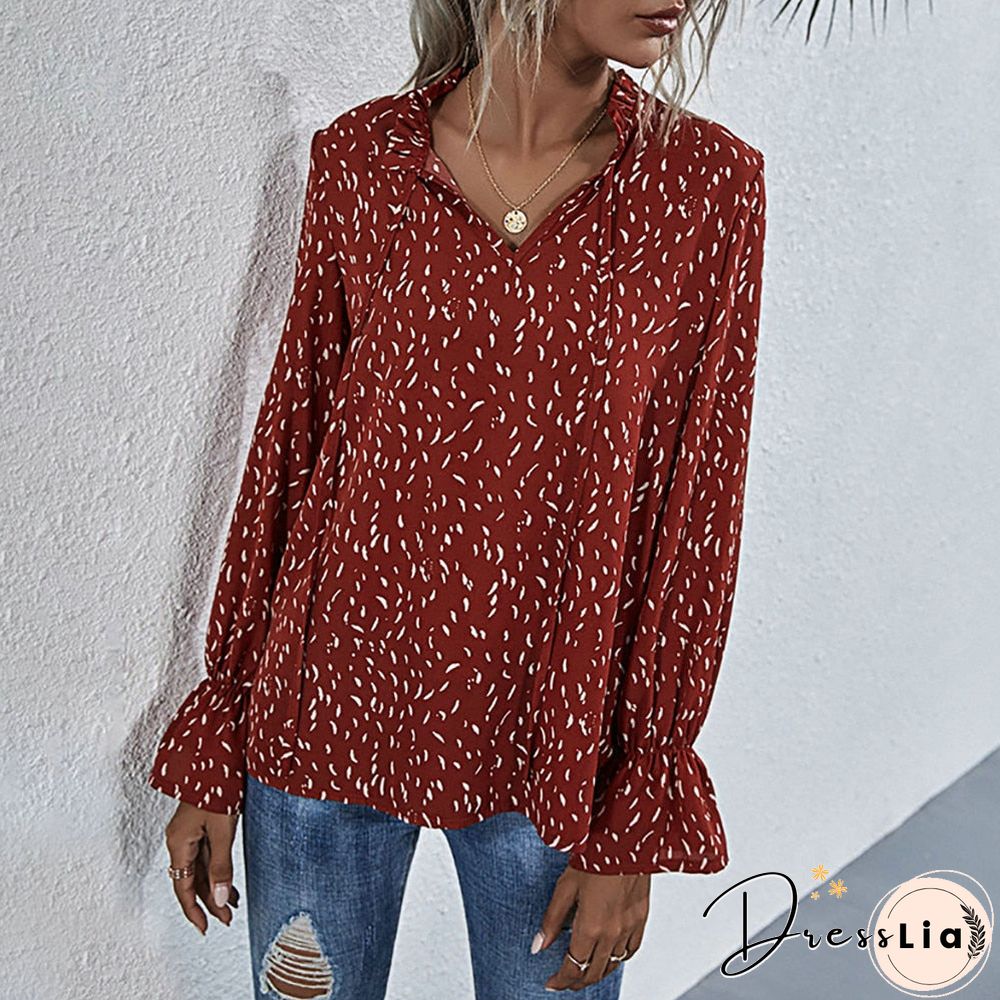 Sale Long Sleeve Women'S Top And Blouse Autumn Spring V-Neck Ladies Shirt Blouses Office Lady Work Wear Female Tops Tee D30