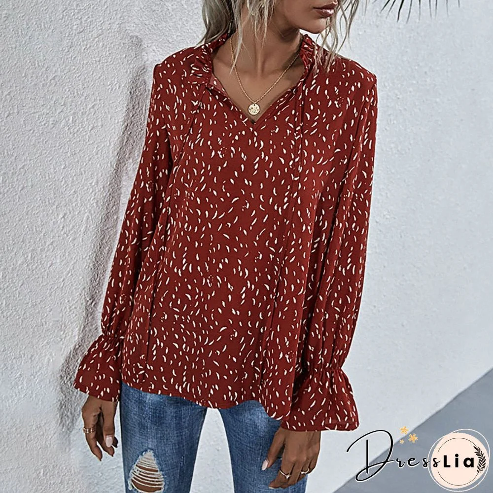 Sale Long Sleeve Women'S Top And Blouse Autumn Spring V-Neck Ladies Shirt Blouses Office Lady Work Wear Female Tops Tee D30