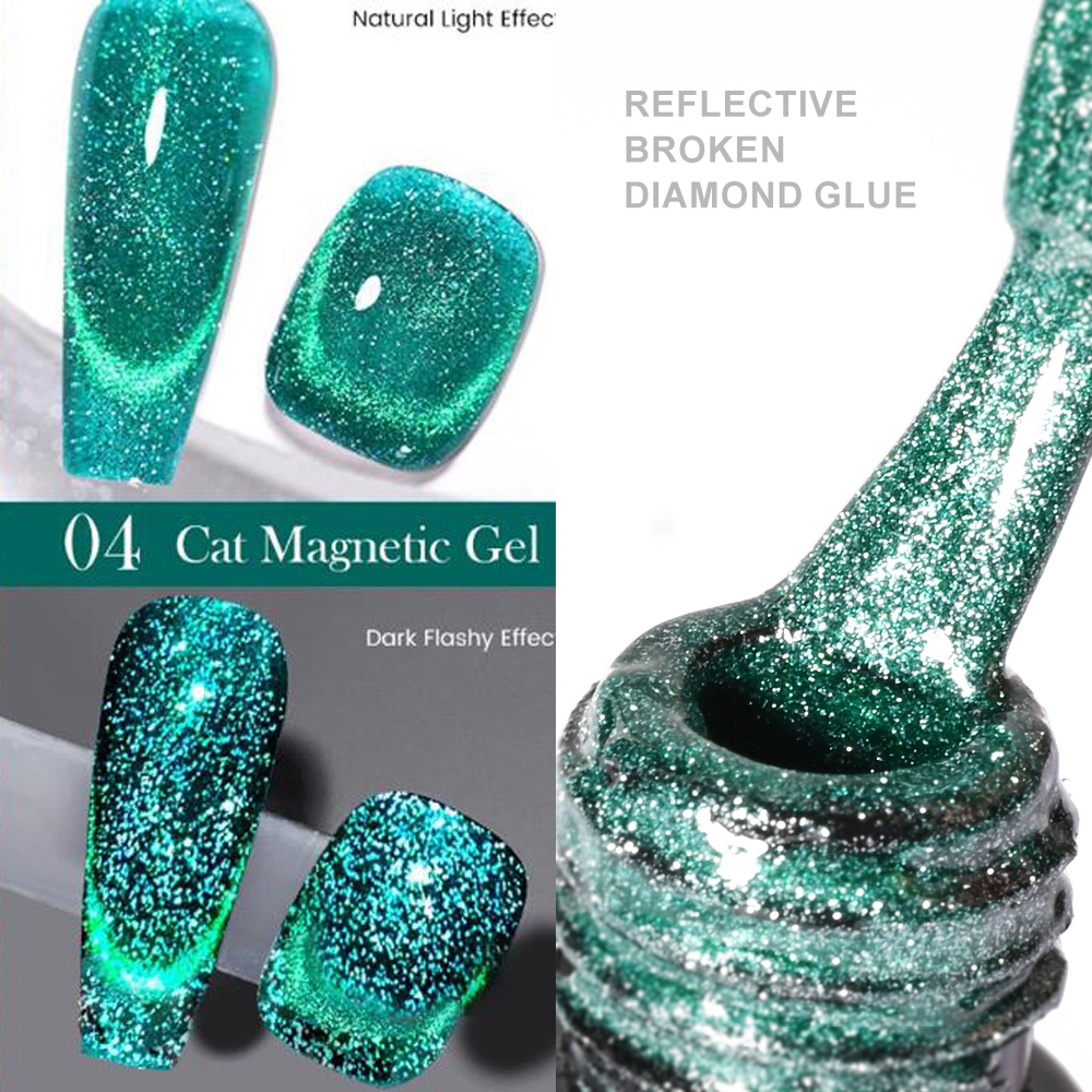 Bayuyun 6ML Aurora Cat Eye Gel Nail Polish Sparkling Glitter Magnetic Gel Varnis Semi Permanent Soak Off UV Gel Starry Cat Eye Gel