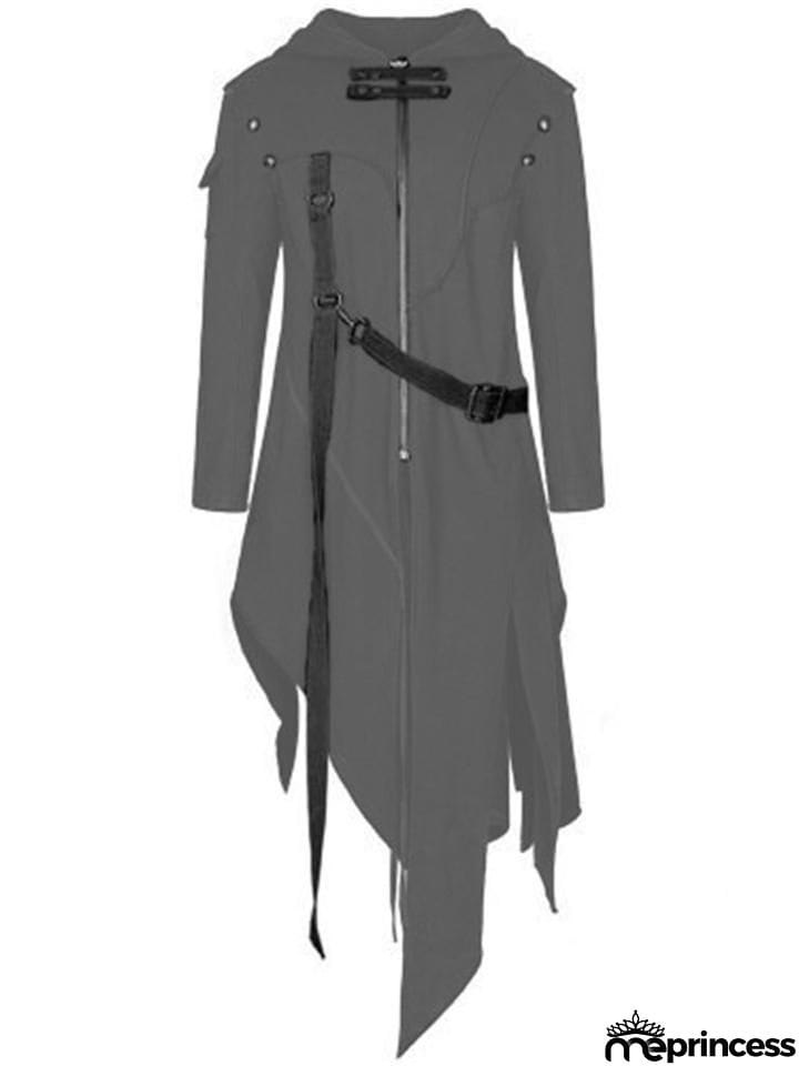 Irregular Hem Hooded Punk Coat
