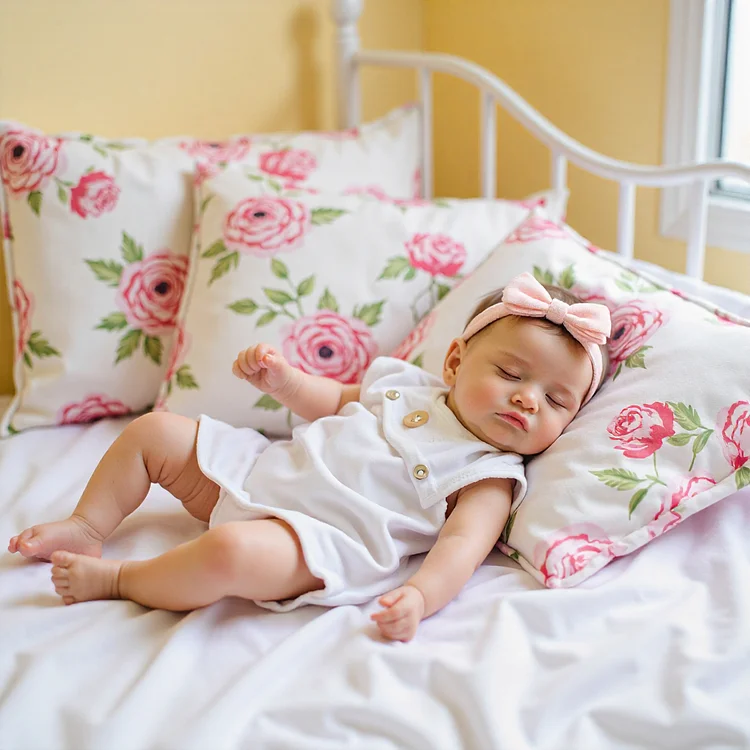 20'' Lifelike Realistic Sleeping Girl Doll Named Vllaina Reborn Baby Doll with Brown Hair