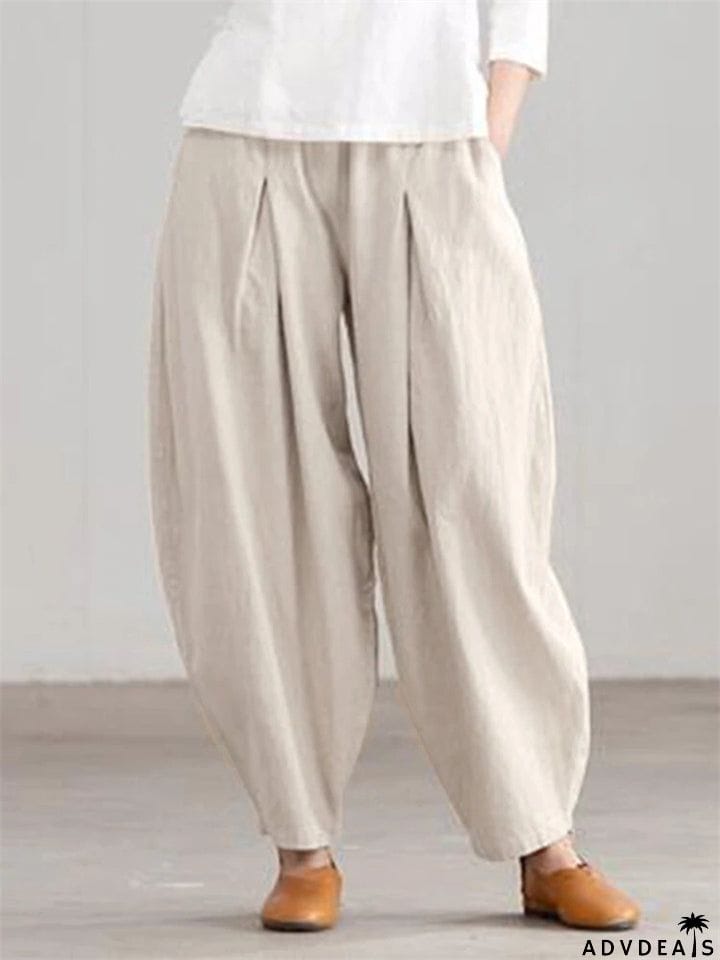 Simple Casual Women's Summer Elastic Waist Harem Pants