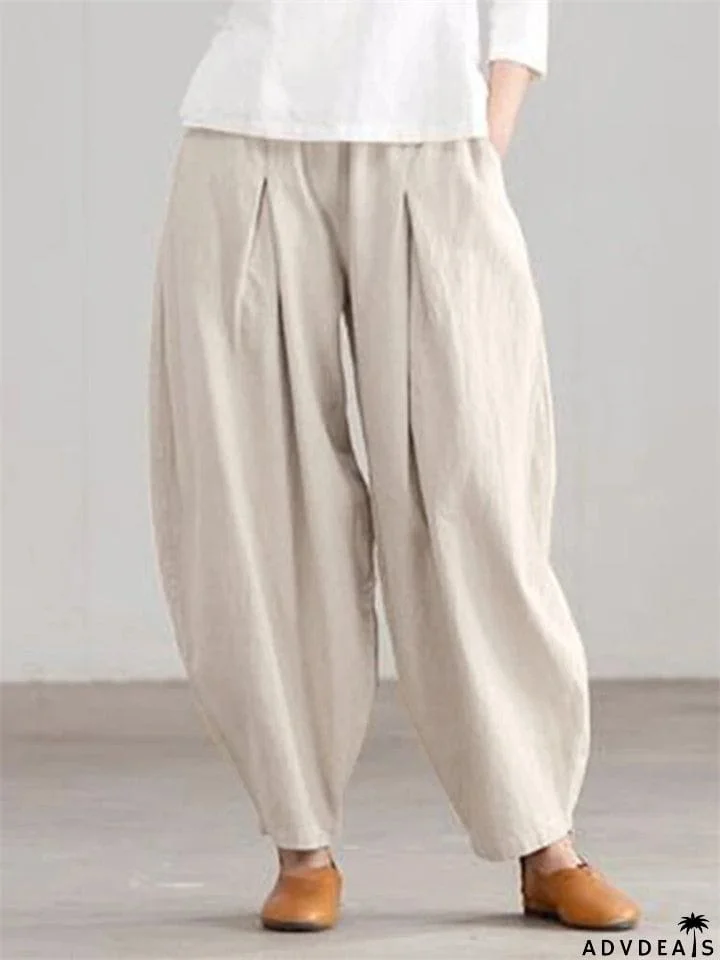 Simple Casual Women's Summer Elastic Waist Harem Pants