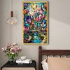 Colored House Glass Painting - Full Embroidery 3 Strands 11CT Stamped Cross Stitch - 40*70CM - Large Size