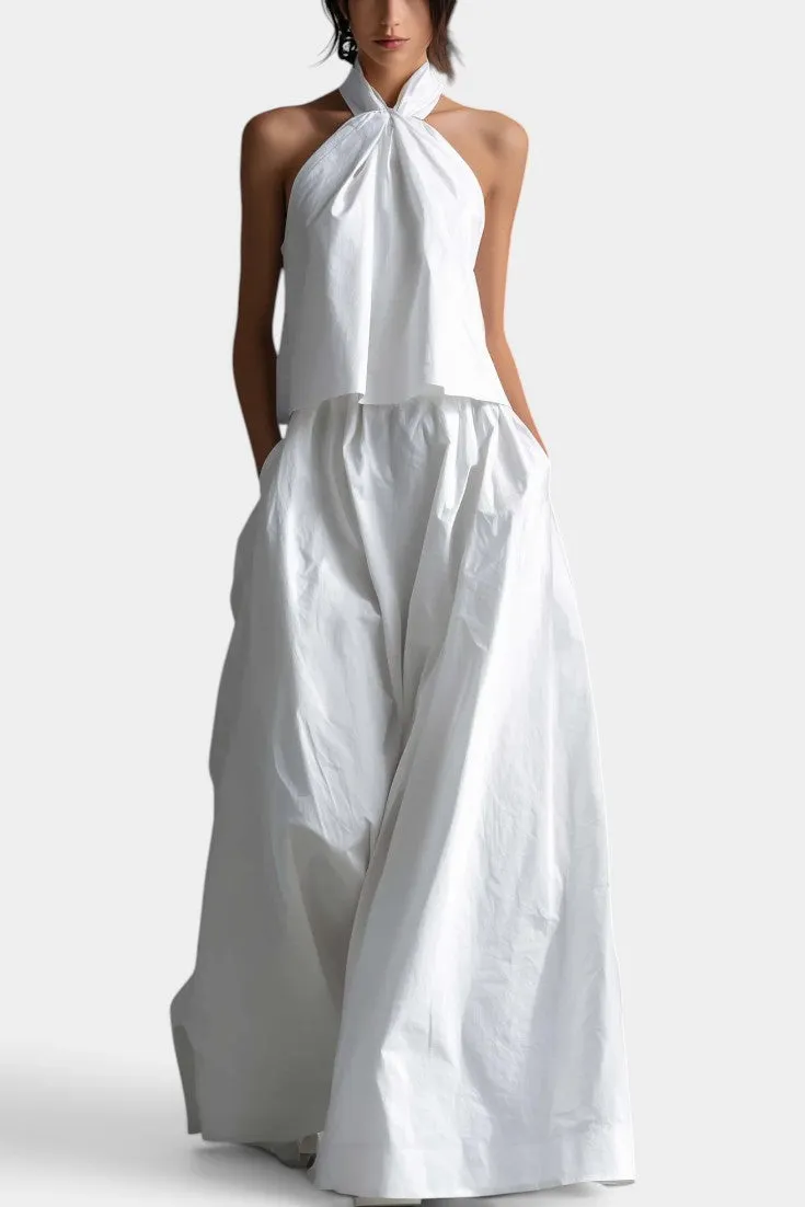 Halter Neck Top with Wide Leg Trousers Set