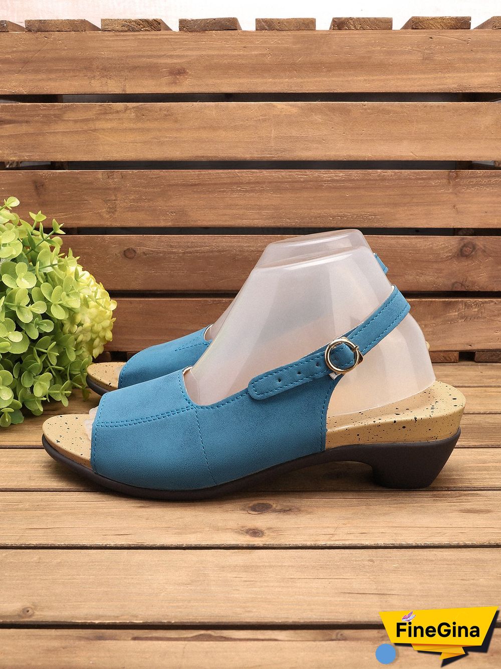 Retro Solid Simple Open Toe Chunky Heel Sandals