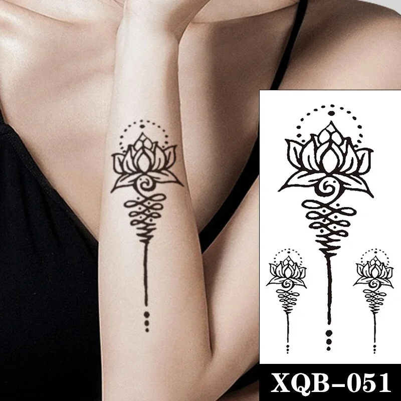Life Tree Geometric Waterproof Temporary Tattoo Sticker Black Crow Lines Fake Tattoos Flash Tatoos Arm Body Art for Women Men