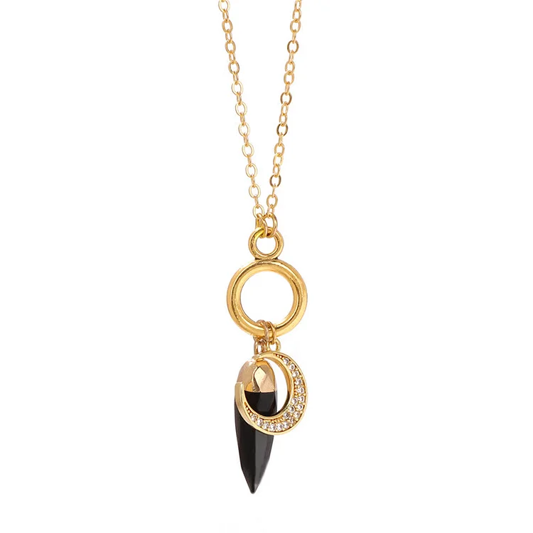 Olivenorma Bullet Crystal Zircon Moon Pendant Necklace