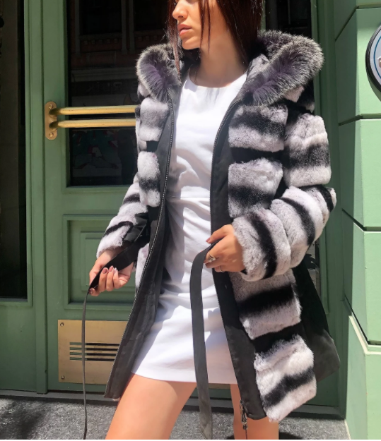 Rex ultra soft women's jacket with belt and hood.Womens fur | Luxury Gift 200