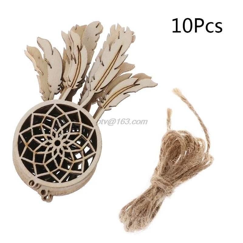 10pcs Cut Wood Dreamcatcher Embellishment Wooden Shape Craft Wedding Decor