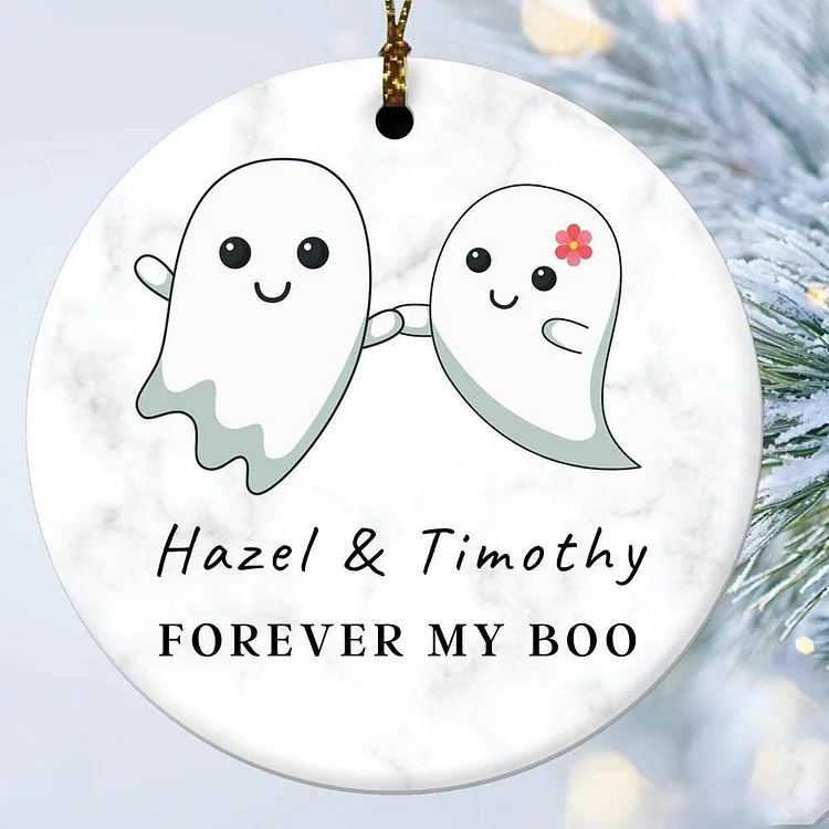 Personalized Cute Ghost Ornament Funny Halloween Home Decor for Couple