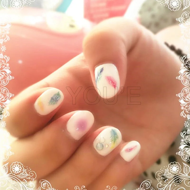 Beautiful Feather Nail Sticker Design Decals Nail Art Manicure Sticker Back Glue Adhesive Decoration Sticker for Nails Charm