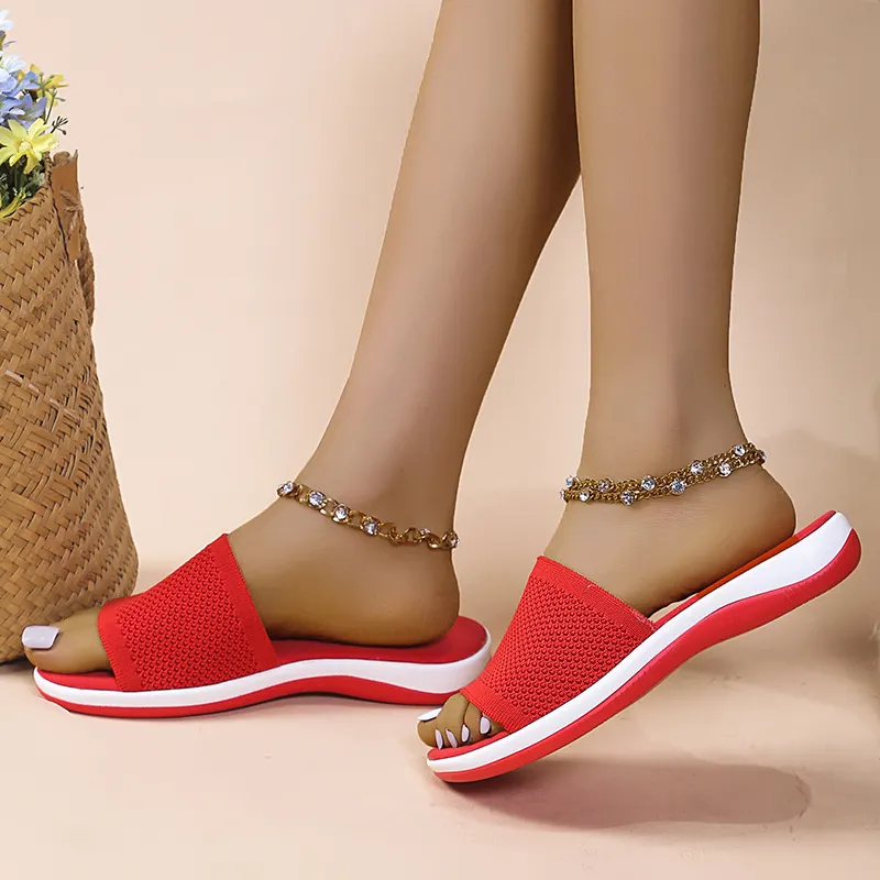 Breakj Breakj Summer New Large Size Women's Shoes Casual Flying Shoes Soft Polyurethane Lightweight Flat-Bottomed Slippers Women