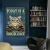(Big Size)Vintage Poster Cat With Cheek In Hand - 11CT Stamped Cross Stitch - 40*60cm