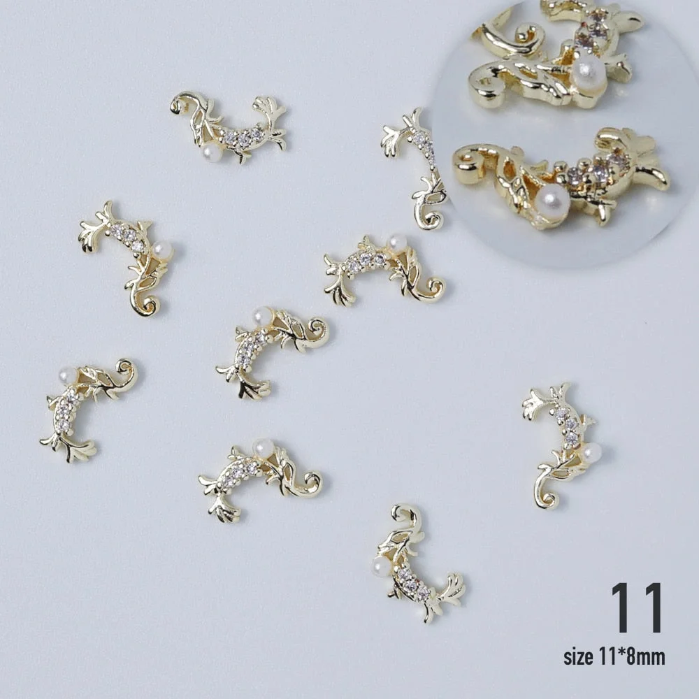 Nail jewelry 3D Alloy high quality zircon Butterfly Flower crystal Pearl Metal Manicure Nails DIY Accessories Nail Decor