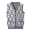 Men's Diamond Pocket Cardigan Knitted Sleeveless Sweater Vest