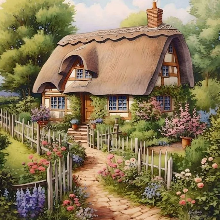 Country House 30*30CM (Canvas) Full Round Drill Diamond Painting gbfke