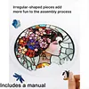 (25cm)DIY Acrylic Jigsaw Puzzle Window Hanging with Hanging Chain DIY Stained Glass Decoration Round Window Puzzle Decor for DIY Craft Project (Stained Glass Floral Lady)