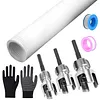 Pipe Threader Set with Sealing Tape& Gloves Internal & External Pipe Threading Tool for 1/2 & 3/4 & 1in PVC/Plastic Water Pipe Repair