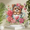 (US Only)2D Flat Teacup Puppy Print DIY Desktop Diamond Art Kits Bedroom Table Decoration