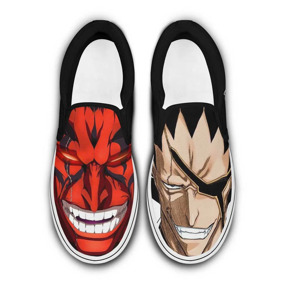Kingofallstore - Kenpachi Zaraki Bankai Slip-On Shoes Canvas Custom Anime Bleach Shoes