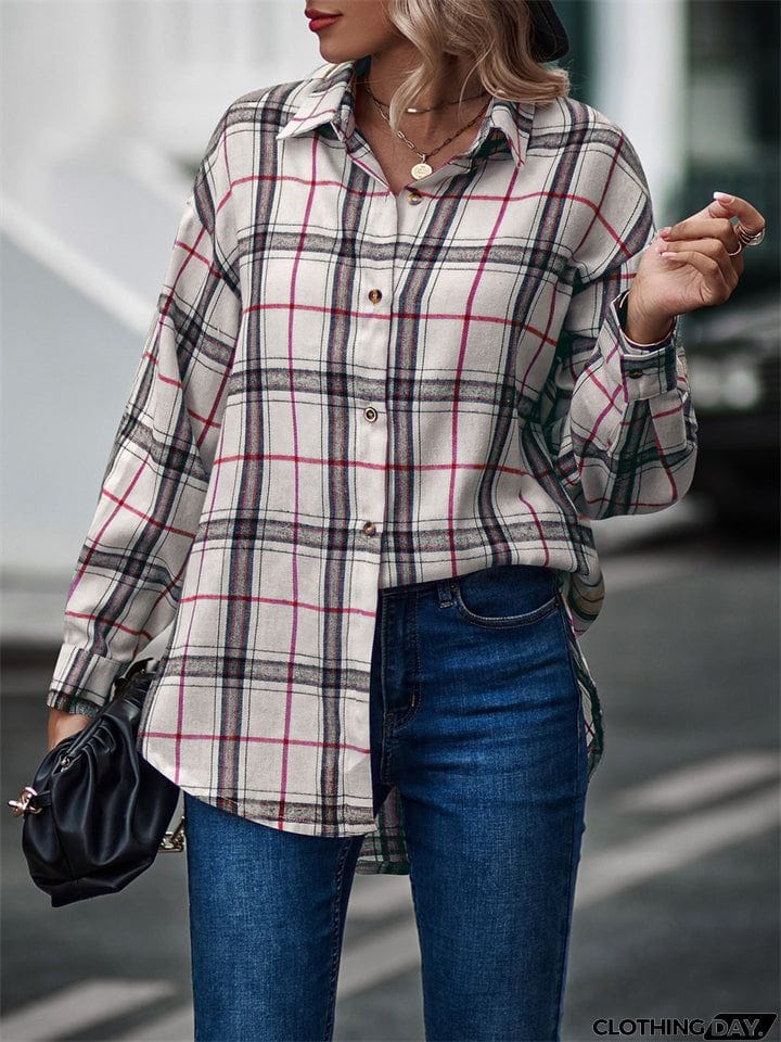 New Autumn Plus Size Extra Loose Plaid Soft Women Blouse