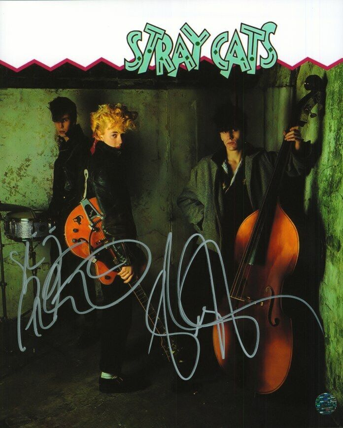 Slim Jim Phantom, Brian Setzer - Stray Cats Autographed 8x10 Photo Poster painting LOA TTM