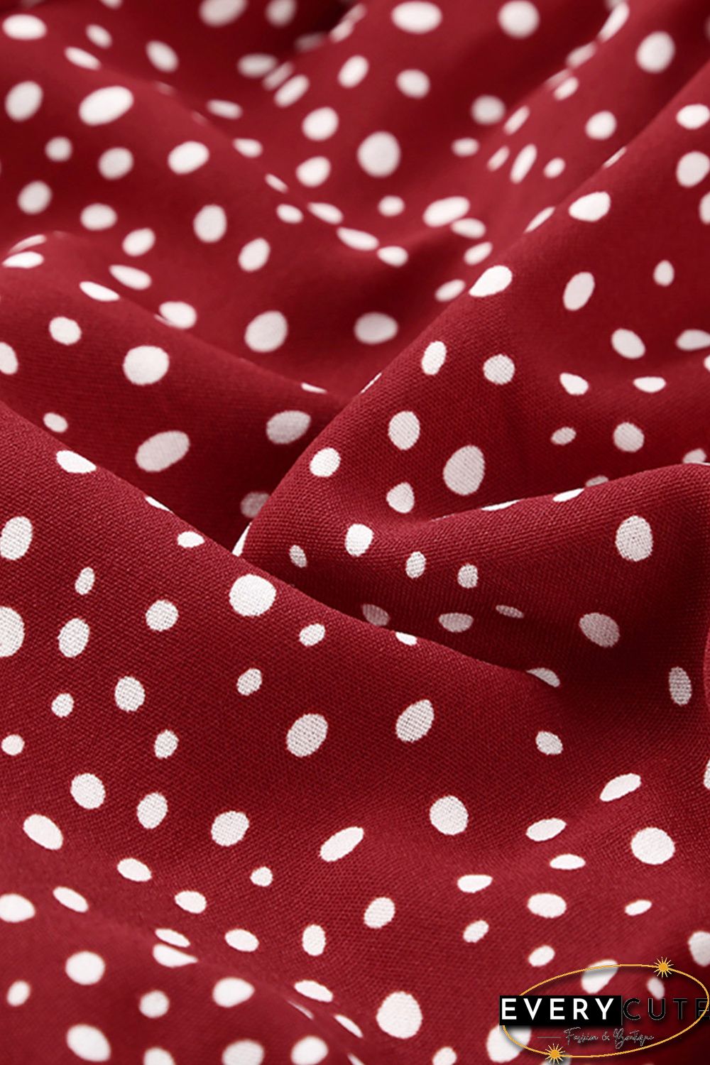 Red Polka Dot Off Shoulder Ruffle Long Sleeve Top