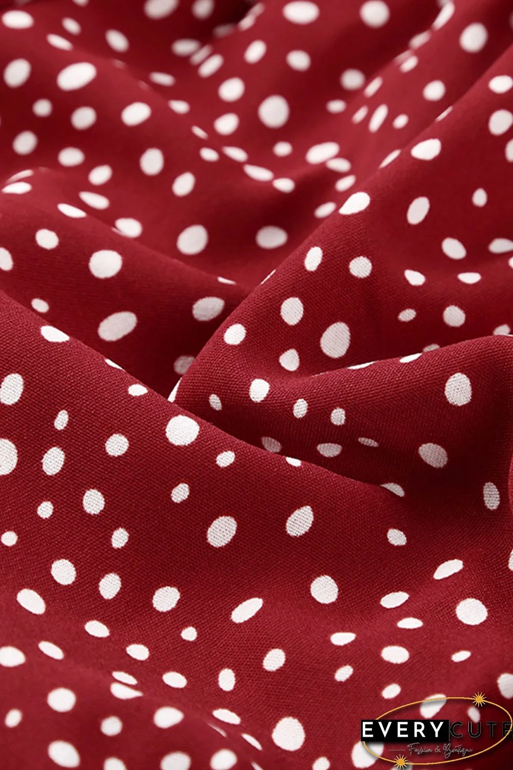 Red Polka Dot Off Shoulder Ruffle Long Sleeve Top