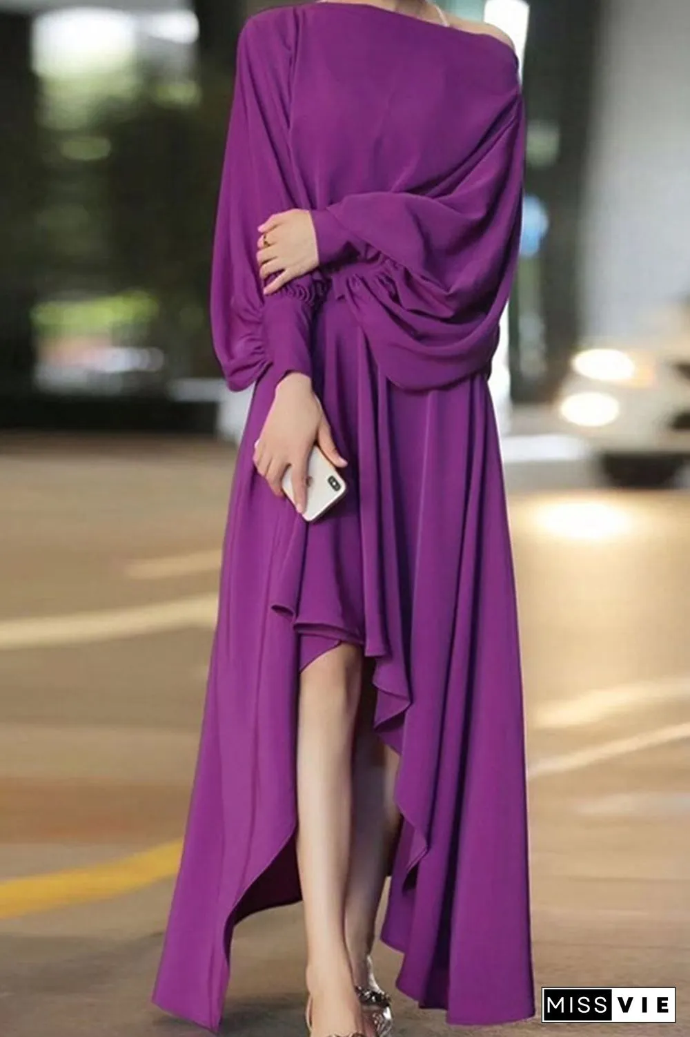 Celebrities Elegant Off the Shoulder Asymmetrical Dresses(3 Colors)
