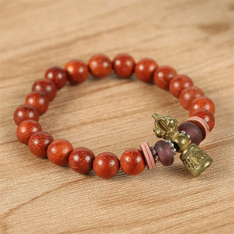 Tibetan Red Sandalwood Dorje Vajra Om Mani Padme Hum Bracelet