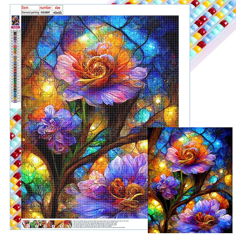 Crystal Colour Flower - Full Square - Diamond Painting (40*50cm)