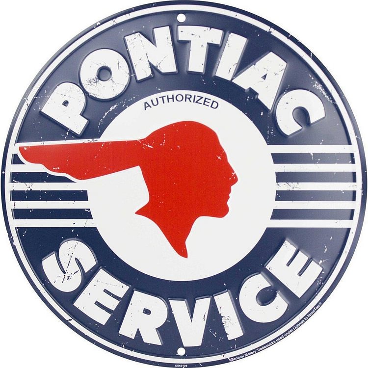 Service Pontiac - enseigne ronde en étain - 30*30cm