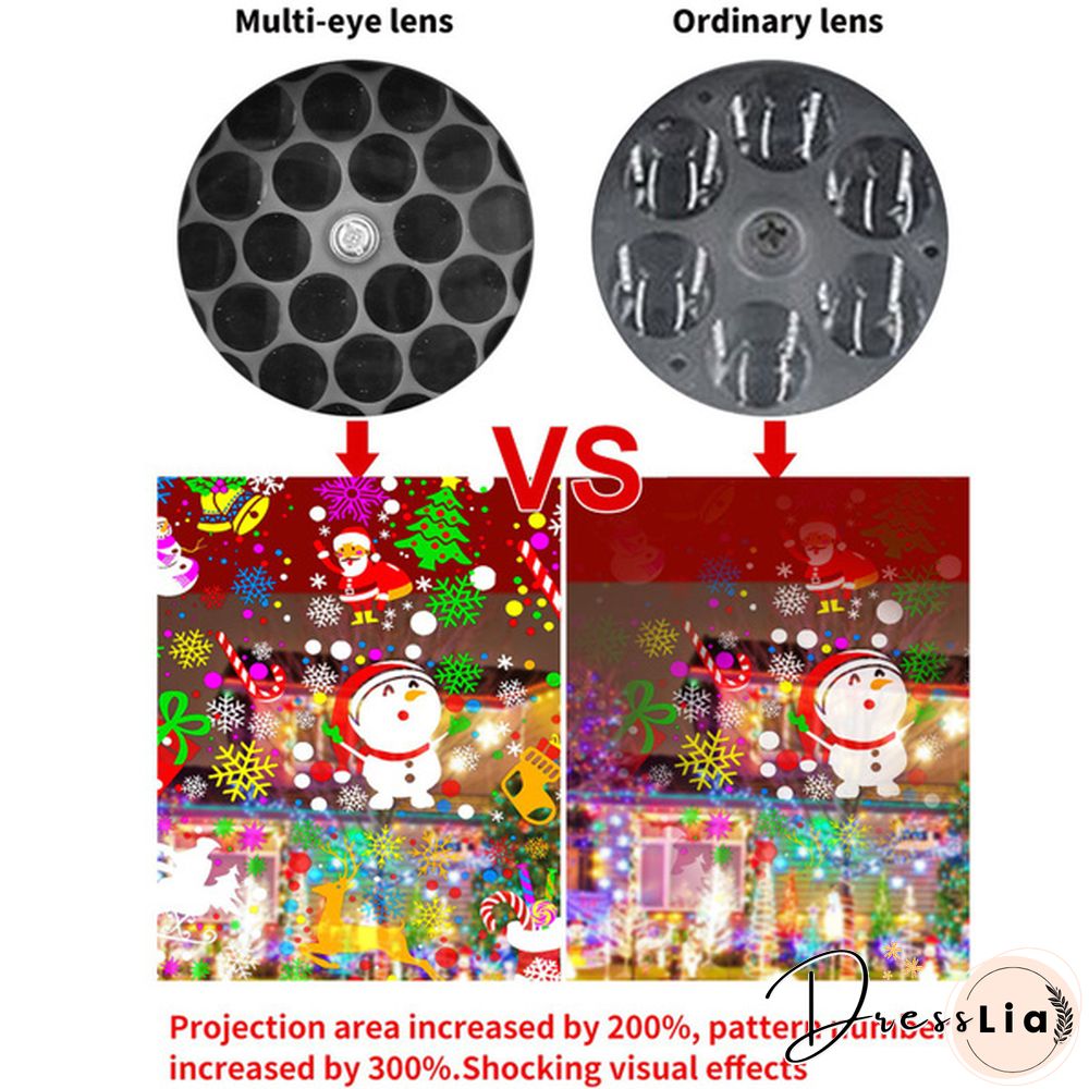 17 Patterns Outdoor Indoor Christmas Projector Lights Holiday Decorations Led Projection lamp Waterproof Xmas Decor snowflake laser light Snow Light Halloween Christmas Party Garden Decor