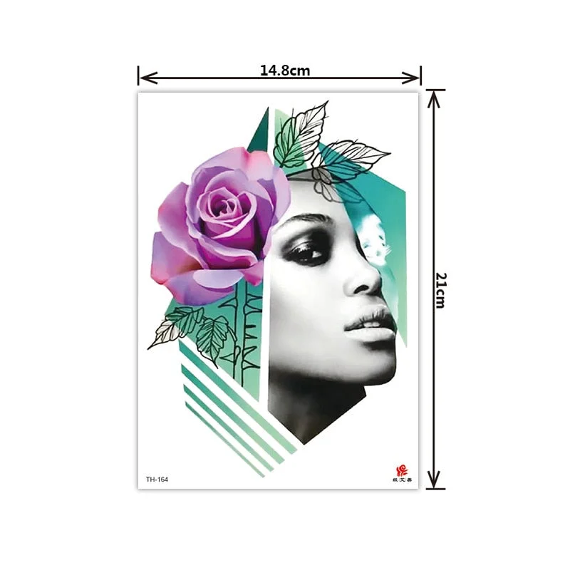 2021 New Plain Flower Arm Tattoo Sticker Flower Waterproof Tattoo Color Animal Tiger Tattoo Sticker