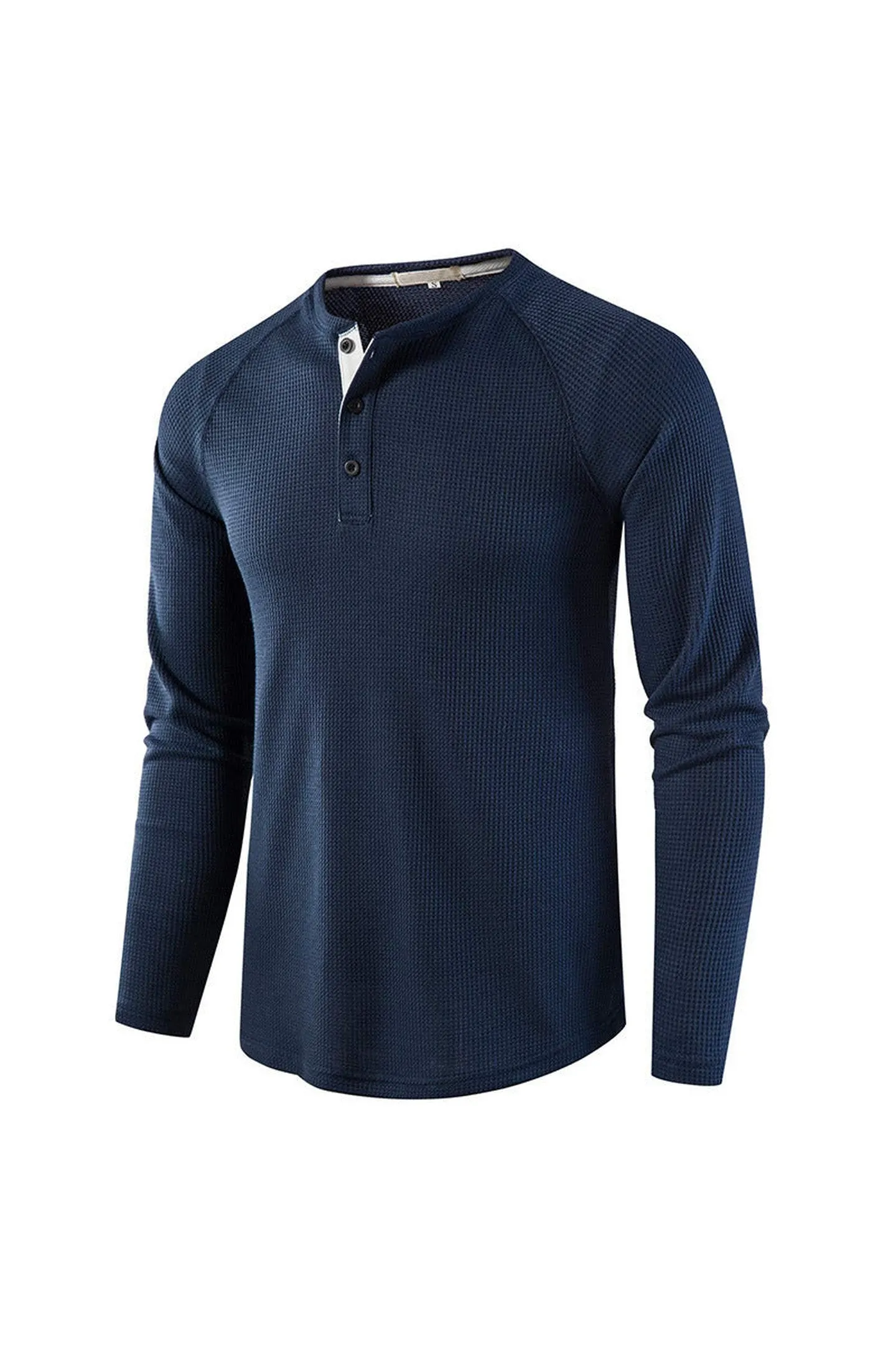 Men's Waffle Knit Henley Top &ndash; Breathable Button Placket Shirt
