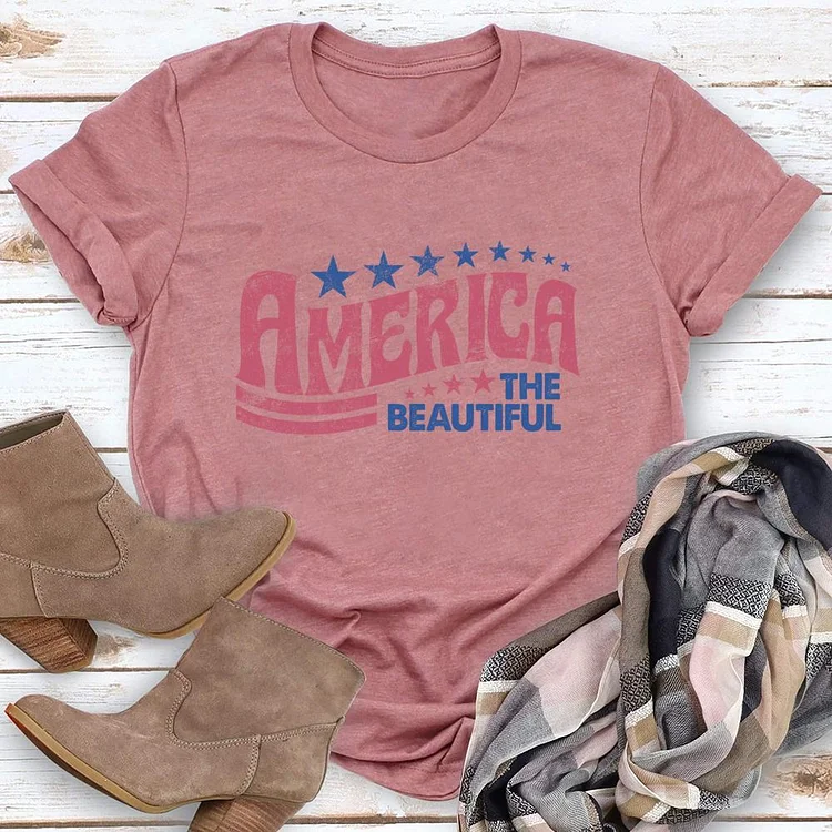 America the Beautiful Round Neck T-shirt-018179