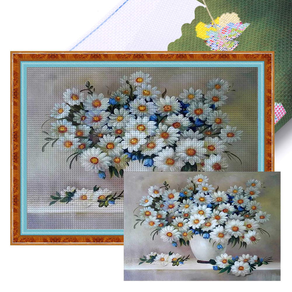 Small Daisy Flower Full 11CT Pre-stamped Canvas(60*47cm) Silk Cross Stitch