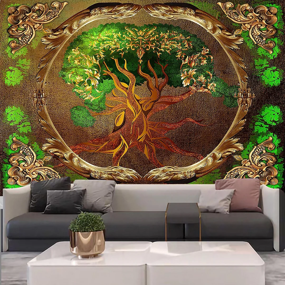 Mysterious Life Tree Home Decoration Tapestry Mandala Psychedelic Scene Wall Tapestry Bohemian Decorative Sofa Blanket Yoga Mat
