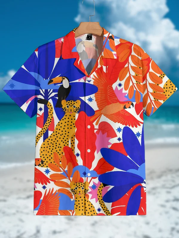 Men's Tropical Toucan Print Vacation Shirt