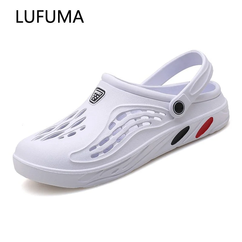 Clogs Men Sandals Men Shoe Summer Fang Man Hoof Thongs Stamp Garden Beach Black Big Size Slippers for Men's Shoes Zapatos Hombre