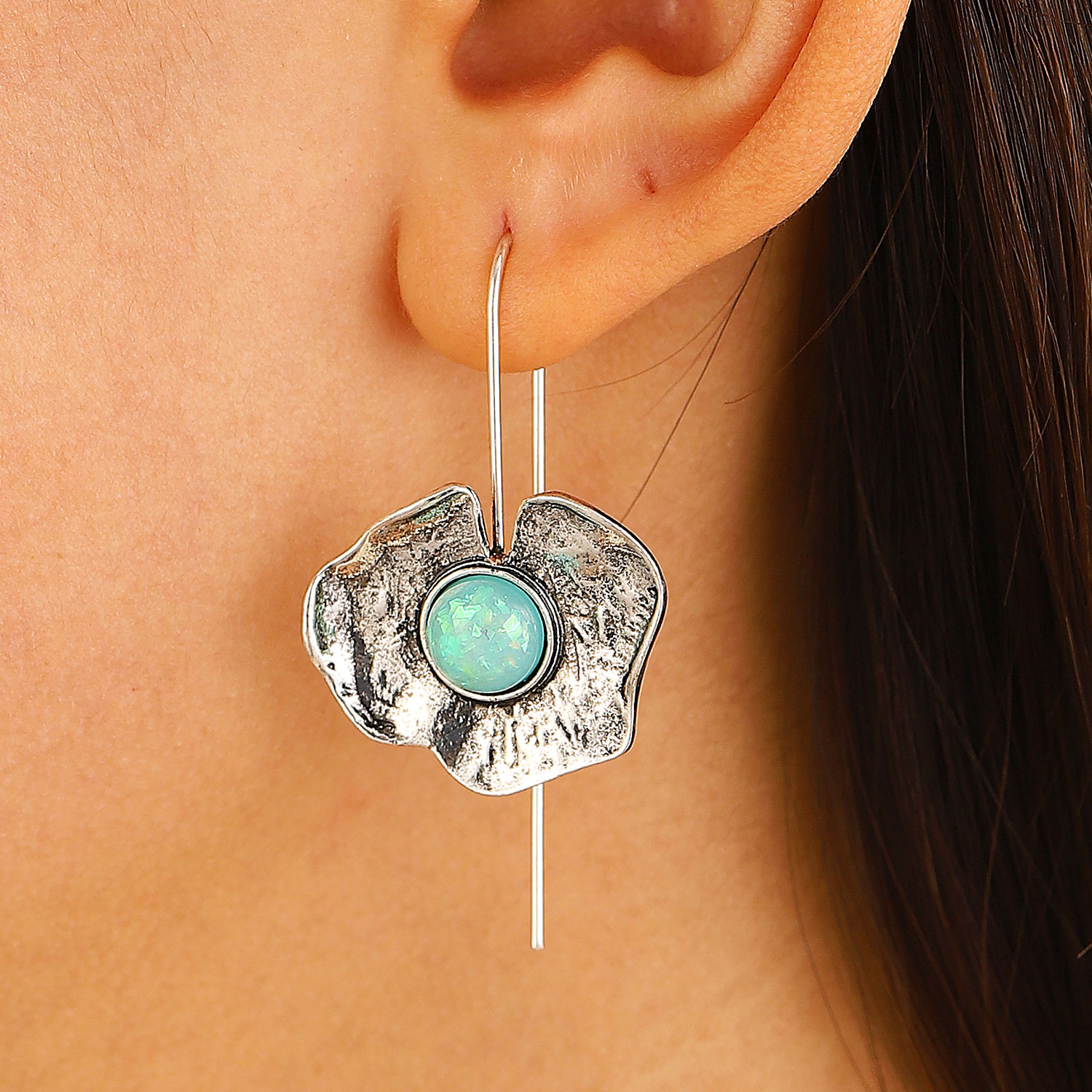 Ruffle Lily Moonstone Earrings