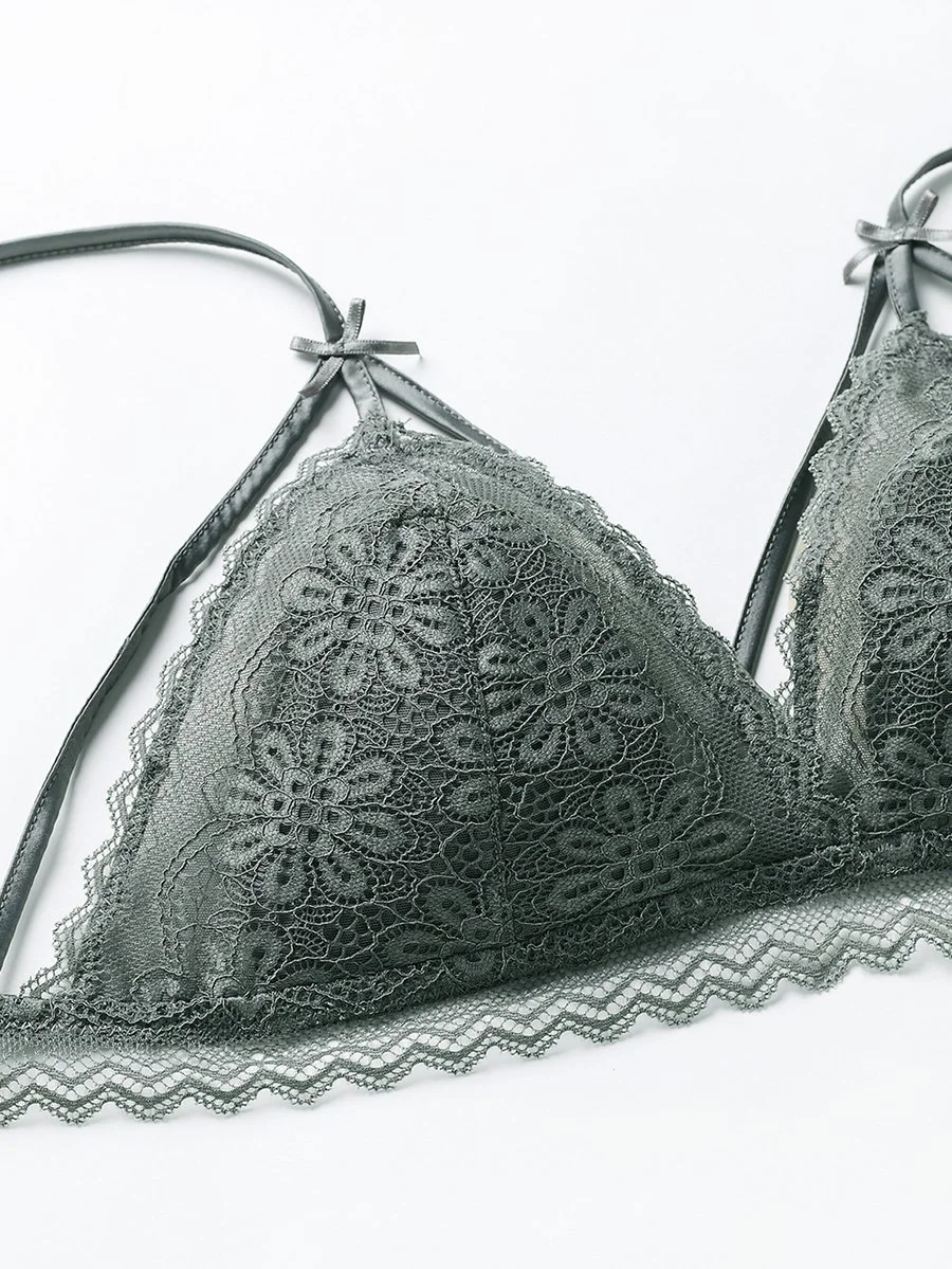 French sexy triangle cup underwear set without steel ring