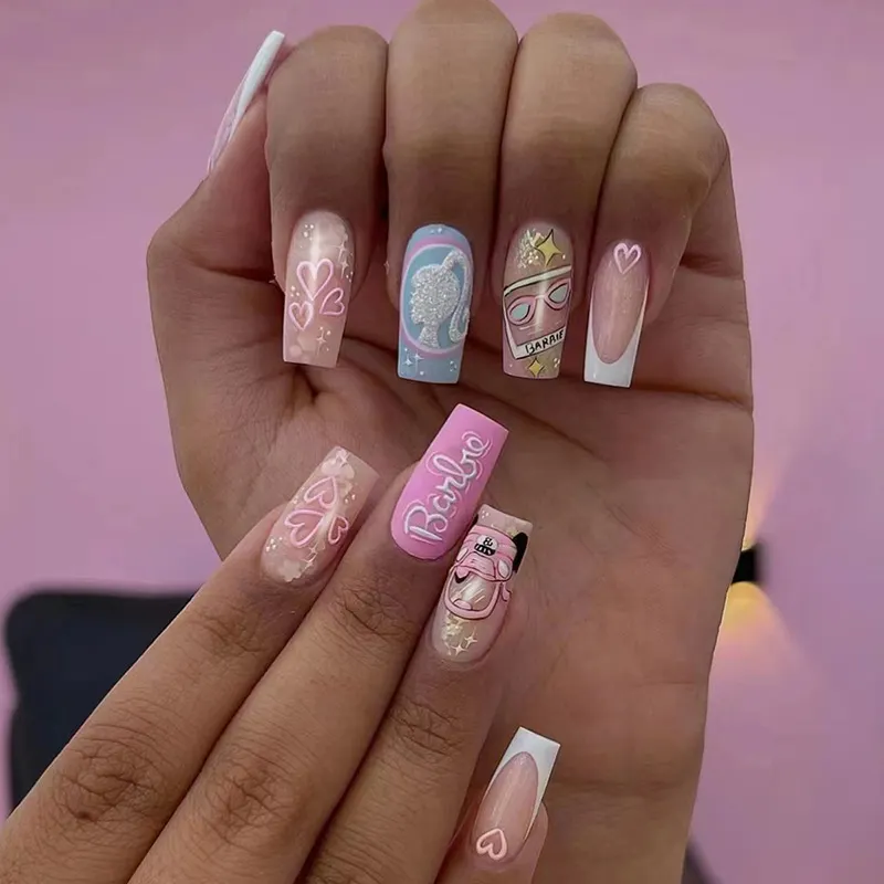 Churchf Churchf Long Square Princess Love Lovely Wind Girl False Nails Ins Wind Wear Armour Finished 24 Pieces