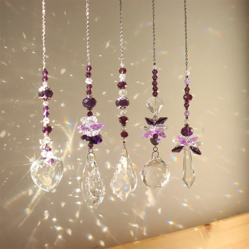 1/5pcs Crystal Wind Chime Garden Hanging Pendant Ornaments for Indoor Outdoor