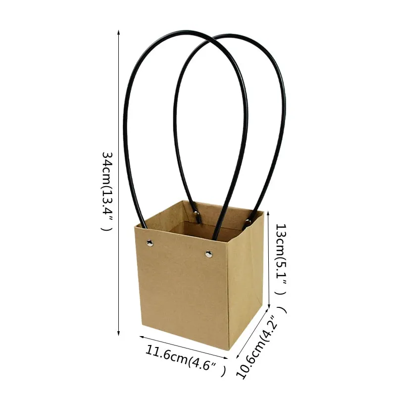 Portable Flower Box Waterproof Paper Handy Gift Bag Kraft Handbag Wedding Rose Party Gift Box Packaging For Candy Cake Birthday