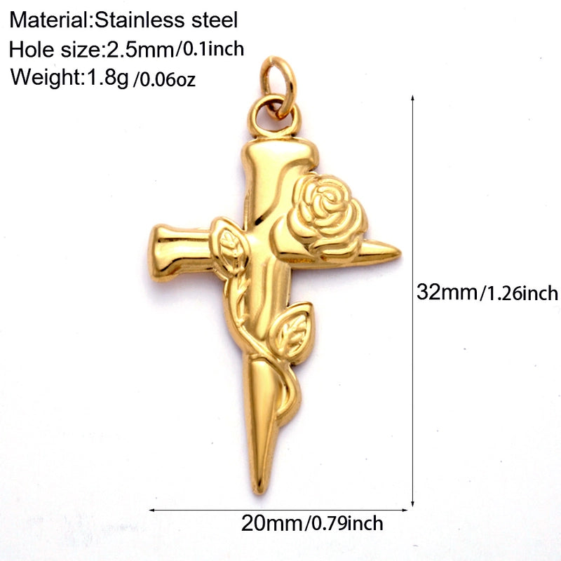 1 Piece 304 Stainless Steel Sunflower Compass Shark Pendant Jewelry Accessories