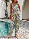 Hawaii Style Lace-Up Backless Jumpsuits